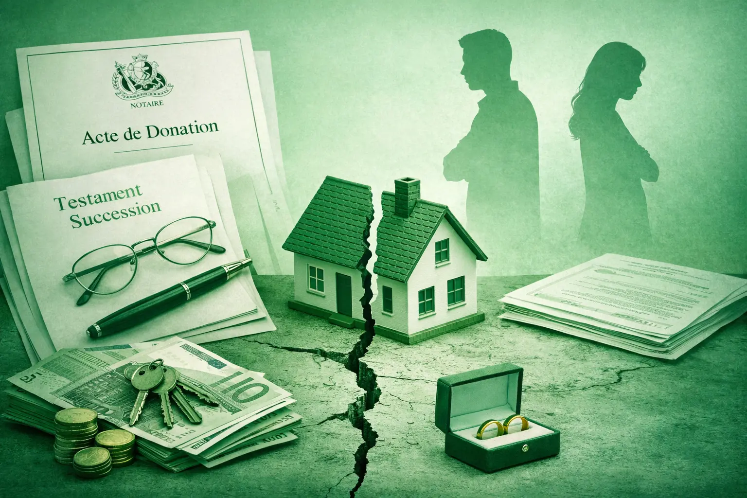 Illustration divorce, héritage et donation